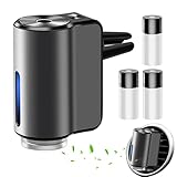 Mechesa スマートカー芳香剤、スマートカーディフューザー - オートフレグランスディフューザー | 3モード調整可能な車用アロマセラピーディフューザー、家庭、車、狭いスペース用のオイル3本付きインテリジェントカーディフューザー