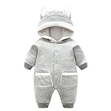 フーディージャンプスーツHoodie Jumpsuit ベイビー ロンペール服 -厚くなる プラスベルベット 衣装 オールインワンスノースーツ 0-12ヶ月 BESBOMIG