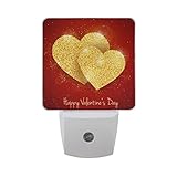 naanle Sparkling Glitter Gold Hearts On Red Happy Valentine 's Day Seasonal Holidays With Loveシンボル自動