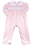 dakomoda Baby Girl 's Organic Pimaコットンスモック全体的な、ピンクイースターFootie withピーターパンカラー カラー: ピンク