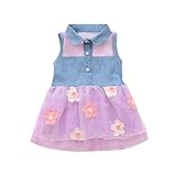 Dourabbi 子供服 女の子 春 可愛い 幼児 子供 ベビー ガールズ 女の子 ノースリーブ デニム 花プリント ミニドレス (90, パープル)