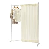 ドウシシャ ハンガーラック パーティション キャスター付き 横伸縮88cm~144cm 高さ174×奥行40cm ベージュ YP1418-BE