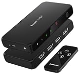 HDMI 切替器 3入力1出力 4K@60Hz HDMI切り替え器 HDMIセレクター4k 分配器リモコン付き1080P@144Hz HDCP 2.2/HDMI 2.0 HDR 3D対応 手動 切り替えPS3/PS4/PS5/Switch4K動作対応