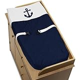 Sweet Jojo Designs Baby Changing Pad Cover for Anchors Away Nautical Navy and White Collection [並行輸入