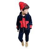 [FERE8890] ボーイズ パーカー 星柄 春秋用 キッズ服 韓国風 柔かい 手触りがいい ズボン 上下 セット プリント お洒落 保温性 二点セット ネイビー 身長130cm