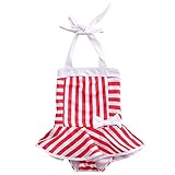 ITFabsベビーガールズキュートストライプビキニ水着ホルター水着Bathing Suit Clothes カラー: レッド