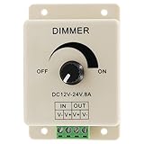 DC12-24V 8A PWM Manual Knob Dimmer Controller, 0%-100% PWM Dimming Control, Brightness LED Dimmer Sw