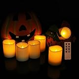 ちらつきFlameless Candles Amberイエロー、cozeyat wax-drip LEDキャンドルライト6各種サイズReal Wax Luminara電池式(含ま） 6PCS イエロー