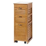 《野菜やペットボトル、キッチン小物をまとめて収納》ファミリー・ライフ 天然木桐材キッチンストッカー (4段タイプ, ブラウン)