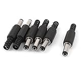 uxcell DCプラグ　電源プラグ　端子コネクタ ストレート　ブラック　5.5mmx2.5mm 6個入