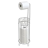 mDesign Free Standing Toilet Paper Roll Holder forバスルームストレージ – シルバー