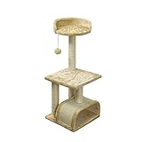 ROYPET キャットタワー 猫タワー 据え置き 省スペース 爪とぎ 全麻縄巻き 82CM高さ キャットツリー おもちゃつき ランド,ベージュ