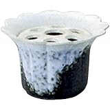 黒焼締白釉流し フラワーポット 滝清ー11