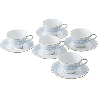 Noritake ノリタケ カップ & ソーサー セット ( コーヒー ティー 兼用) 220cc レースウッドゴールド  5客 ブルー ファインポーセレン H9587A/1507