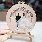 刺繍スターターキット 花嫁用 ウェディングドレスパターン 初心者用 刺繍ステッチ練習キット DIY刺繍キット 大人用 クラフト愛好家 手縫い装飾飾り B