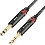 JOMLEY 1/4 TRSケーブル、1/4インチオス-オスナイロン編組1/4インチTRSからTRSステレオギターケーブル、バランス6.35mmオーディオインターコネクトケーブル-6.6フィート