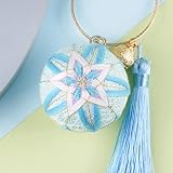 Beadthoven 1セット入り DIYてまりキット 手毬 手鞠 ハンギングクラフト 糸小球作り 刺繍ギフト 編み物 手作り 針細工 壁飾り 車飾り キーホルダー 工芸品 ハンドメイド材料 アクセサリーパーツ （直径約45mm ブルー）