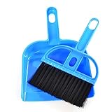 (Blue) - Anshinto Mini Desktop Sweep Cleaning Brush Broom Dustpan Set (Blue)