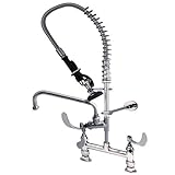 T&S Brass MPZ-4DLN-06 Mini-PRU Deck Mount Faucet with B-0107, 6 Swing Nozzle, Lever Handles, Wall Br