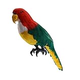 Baosity オウム 人工羽毛 鳥の置物 生き生き 動物モデル 庭の装飾 手作り ガーデン 芝生 オーナメント 全7色 - 緑