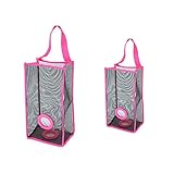 Vosarea 収納　袋　バッグ　グリッド　メッシュ　袋ディスペンサー　抽出タイプ　ゴミ箱　耐久性　省スペース　キッチンフルーツ　野菜　収納用　キッチン用品　2ピース（ローズレッド）