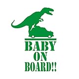 怪獣が乗ってる!? Baby on board カッティング ステッカー グリーン 緑