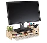 リタプロショップ® 木製 パソコンラック ナチュラルオーク 卓上 パソコン台 モニター台 モニタースタンド デスクシェルフ 机上 小物 収納ラック