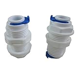 Malida3/8" inch White Fittings Bulkhead Connector Tube Quick Connect for RO Unit (Pack of 2) [並行輸入品]