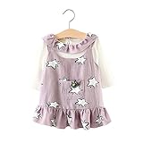 FEVON　ワンピース　子供服　ベビー　女の子　2点セット　Tシャツ+サロペットスカート　長袖　春　秋　冬　可愛い　星のプリント　ポケット付き　ドレス　キッズ　女児　ガールズ　赤ちゃん　新生児　フォー