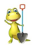Wallmonkeys Fun Dinosaur Cartoon Character with Digging Shovel Peel and Stick Wall Decals WM359222 (