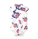 エルフ ベビー(Fairy Baby)ベビー肌着 夏用ボディスーツ チャイナ風 チーパオ 女の子 花柄 95cm ブルー