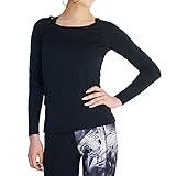 (glamore) グラモア YOGA by glamore ラウンドネック長袖 レディース スポーツ インナー ヨガ (ブラック, L)