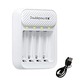 Atsoanny 充電池充電器 単3形・単4形 1.2Vニッケル水素/ニカド電池対応 4本同時充電可能 急速電池充電器 Type-C入力ポート コンパクト 携帯便利 独立したスロット 自由に組み合わせて充電可能 Type-C充電ケーブル付き