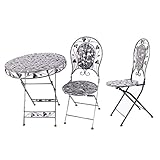 MIRACLE 【 リーフ アンティーク 調 】 折り畳み 式 デザイン アイアン テーブル & チェア ー 3点 セット 鉄 製 インテリア エクステリア ガーデン MC-HAABLE