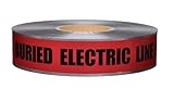 Presco D2105R6-658 1000' Length x 2 Width Red with Black Ink Detectable Underground Warning Tape Leg