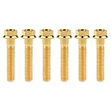 Ruifu M6 オートバイ 小さい頭フランジ 六角ボルト 15 20 25 30 35 40 45 50 55 60 65 70 75 80 90 mm ピッチ 1.0mm 6個入り (M6x30mm, ゴールド)