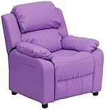 Offex OF-BT-7985-KID-LAV-GG Deluxe Heavily Padded Contemporary Vinyl Kids Recliner with Storage Arms
