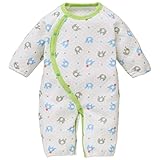 西松屋 [EFD] キルト長袖コンビドレス（ゾウ＆リンゴ柄） 【新生児50-60cm】　ホワイト