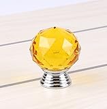 Feesy Ball Shape Crystal Glass 30mm Drawer Knob Pull Handle Usd for Caebinet Drawer (Yelow) [並行輸入品]