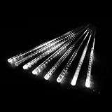 イルミネーション 流れ星 ライト 8本セット 2.4m 240LED クリスマス 耐寒 直径1cm 飾り 色/サイズ選択可 (50cm, ホワイト)