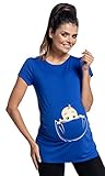 Zeta Ville レディースマタニティTシャツシャツトップ面白い赤ちゃんチラッと覗くを印刷 501c (ロイヤルブルー, JA 15/17, XL)