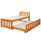 スライド親子ベッド 収納式 ライトブラウン （ノーブランド品）