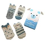 【La Bella】 ベビー ソックス 4足 セット 赤ちゃん 靴下 プレゼント 出産祝い にも (0-1歳, ブルー)