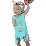 Domybest　ベビー服 子供服　女の子 ワンピース　赤ちゃん　女児 スカート　サンドレス 可愛い ドレス ガールズ ワンピース コスチューム　タッセル　パイナップルプリント　ラウンドネック　ノース