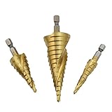 六角軸 スパイラル ステップ ドリル ( 鉄鋼用 ) 1本チタン コーティング 4-20mm 9段