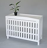 エアコン室外機カバー匠・たて格子・小江戸風（色：ホワイト）ヒバ材・木製【大型対応】