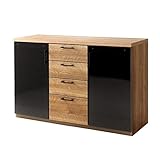 タンスのゲン 国産 完成品 キャビネット 扉付き ガラス チェスト タンス 収納 幅120 高さ80 木製 ボード ラック おしゃれ 木製 北欧 ライトオーク 38700019 NA AM