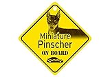Miniature Pinscher ON BOARD カーサインボード：ミニチュアピンシャー 乗車中 ミニサイン 吸着盤つき Made in U.S.A [並行輸入品]