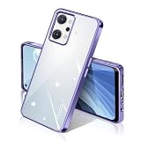 OPPO Reno 7A 9A ケース クリア メッキ加工 OPG04 A201OP A301OP CPH2353 耐衝撃 薄型 カバー オッポリノ 7A 9A case 米軍MIL規格 SGS認証 TPU 透明な背面 スマホケース 衝撃吸収 ソフトケース 指紋防止 滑り止め 黄変防止 ストラップホール付き カメラ保護 携帯ケース Reno 7A 9A ケース (パープル)