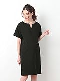 Angeliebe エンジェリーベ マタニティ ワンピース 授乳口付き キーネック ワンピ 妊婦服 産前 産後 半袖 フリー ブラック 21923 21923400